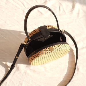 Teresita Mini Round Tote - Black / Natural